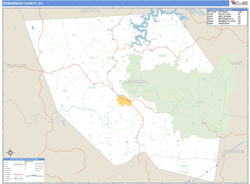 Edmonson County, KY Zip Code Wall Map