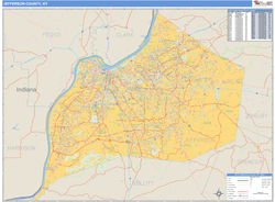 Jefferson County, KY Zip Code Wall Map