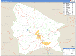 Johnson County, KY Zip Code Wall Map