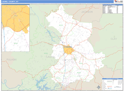 Laurel County, KY Zip Code Wall Map