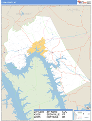 Lyon County, KY Zip Code Wall Map