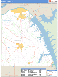 Marshall County, KY Zip Code Wall Map