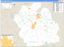 Muhlenberg County, KY Zip Code Wall Map