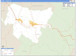 Powell County, KY Zip Code Wall Map