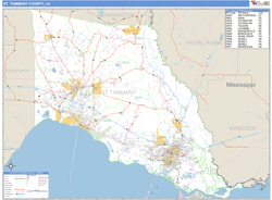 St. Tammany County, LA Zip Code Wall Map