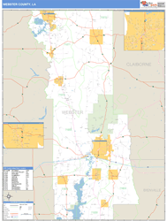 Webster County, LA Zip Code Wall Map