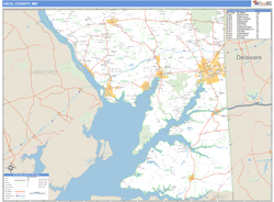 Cecil County, MD Zip Code Wall Map