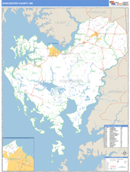 Dorchester County, MD Zip Code Wall Map