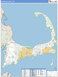 Barnstable County, MA Zip Code Wall Map