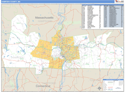 Hampden County, MA Zip Code Wall Map