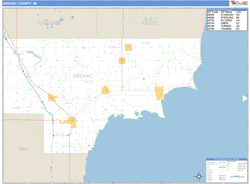 Arenac County, MI Zip Code Wall Map