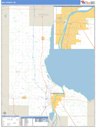 Bay County, MI Zip Code Wall Map