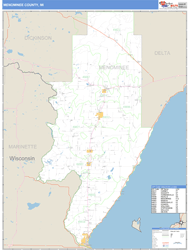 Menominee County, MI Zip Code Wall Map