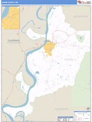 Adams County, MS Zip Code Wall Map