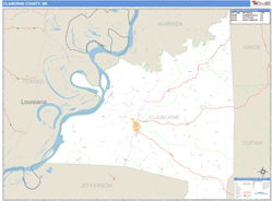 Claiborne County, MS Zip Code Wall Map