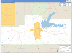 Grenada County, MS Zip Code Wall Map