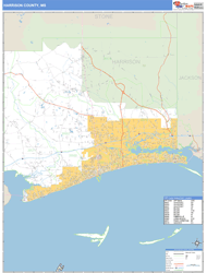 Harrison County, MS Zip Code Wall Map