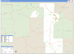 Iron County, MO Zip Code Wall Map