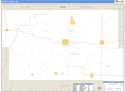 Worth County, MO Zip Code Wall Map