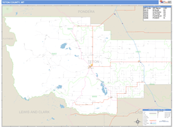 Teton County, MT Zip Code Wall Map