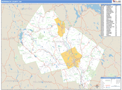 Merrimack County, NH Zip Code Wall Map