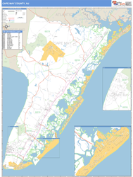 Cape May County, NJ Zip Code Wall Map