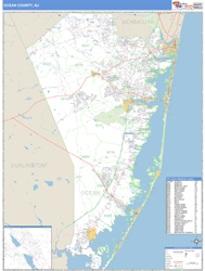 Ocean County, NJ Zip Code Wall Map