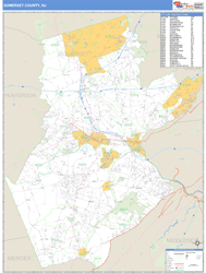 Somerset County, NJ Zip Code Wall Map