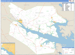 Beaufort County, NC Zip Code Wall Map