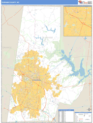 Durham County, NC Zip Code Wall Map