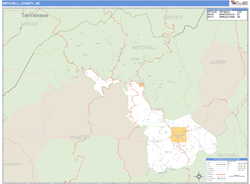 Mitchell County, NC Zip Code Wall Map