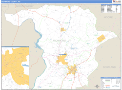 Richmond County, NC Zip Code Wall Map