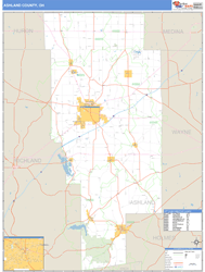 Ashland County, OH Zip Code Wall Map