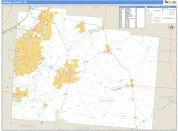 Greene County, OH Zip Code Wall Map