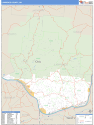 Lawrence County, OH Zip Code Wall Map