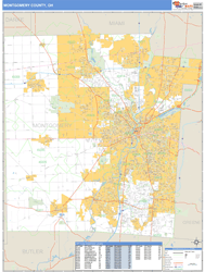 Montgomery County, OH Zip Code Wall Map