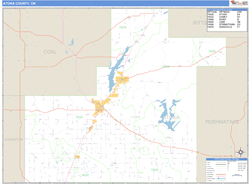 Atoka County, OK Zip Code Wall Map