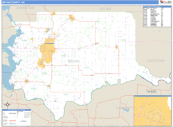 Bryan County, OK Zip Code Wall Map