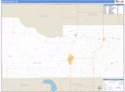 Major County, OK Zip Code Wall Map