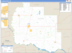 Tillman County, OK Zip Code Wall Map