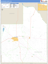 Woodward County, OK Zip Code Wall Map