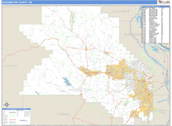 Washington County, OR Zip Code Wall Map