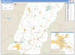 Cambria County, PA Zip Code Wall Map