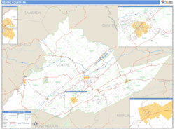 Centre County, PA Zip Code Wall Map