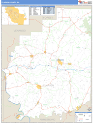 Clarion County, PA Zip Code Wall Map