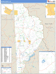 Wayne County, PA Zip Code Wall Map