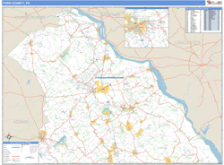 York County, PA Zip Code Wall Map