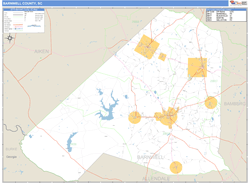 Barnwell County, SC Zip Code Wall Map