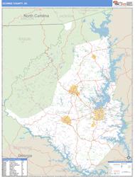 Oconee County, SC Zip Code Wall Map