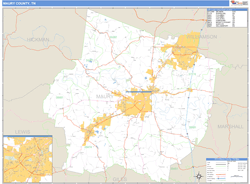 Maury County, TN Zip Code Wall Map